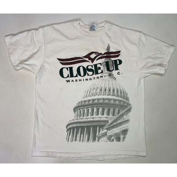 VINTAGE Washington DC Close Up Graphic T-shirt Men XL White 90s Single Stitch - Picture 1 of 10
